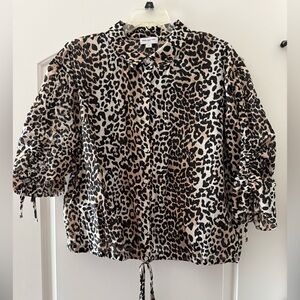 Marc New York Animal Print Button-Up Blouse